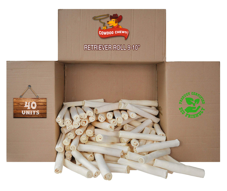 Retriever roll 9-10 inch All Natural Rawhide Product (40 Pack)