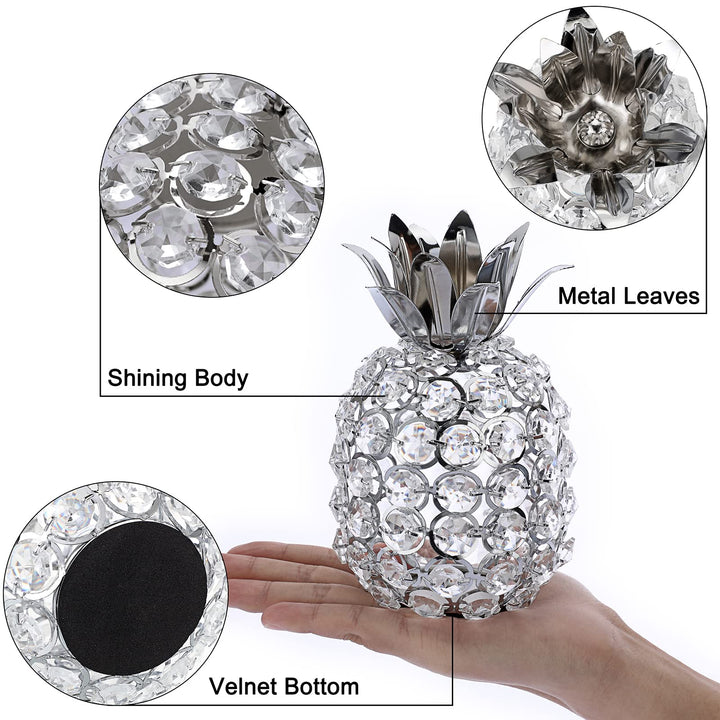 Sparkly Crystal Beads Pineapple Ornament Handmade Decorative Pineapple Nordic Artificial Fruit Figurine Statue Table Centerpiece Decor for Home Wedding Party Festival