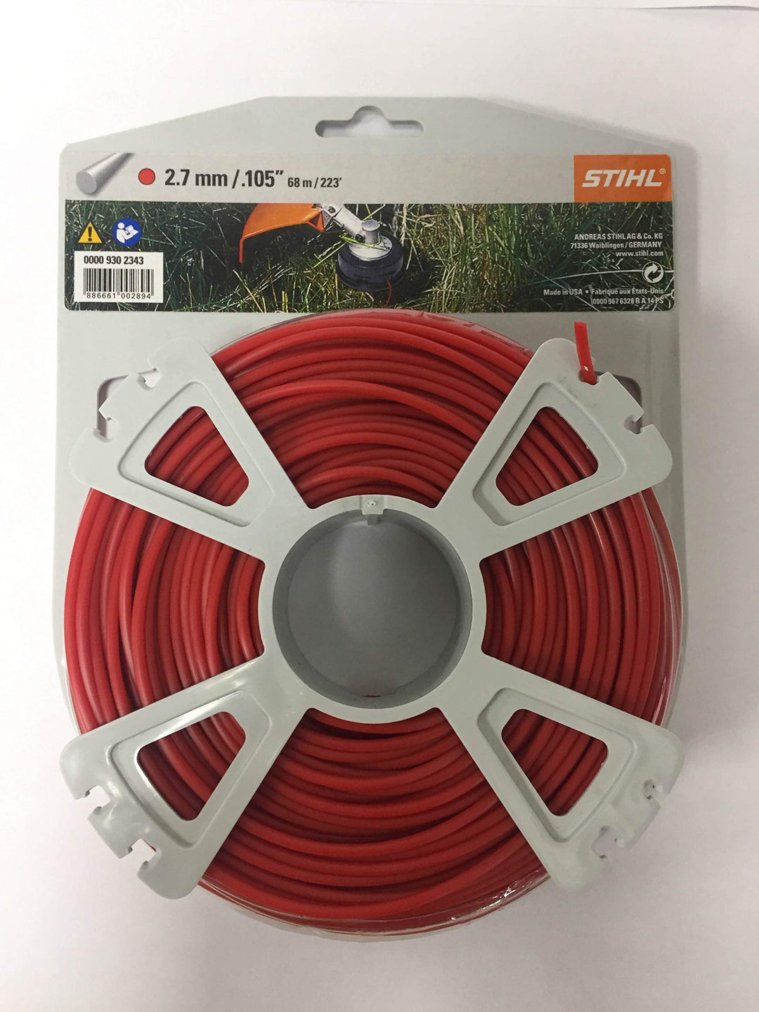 Strimmer Wire Line 0000 930 2343 2.7mm 68M Red Round