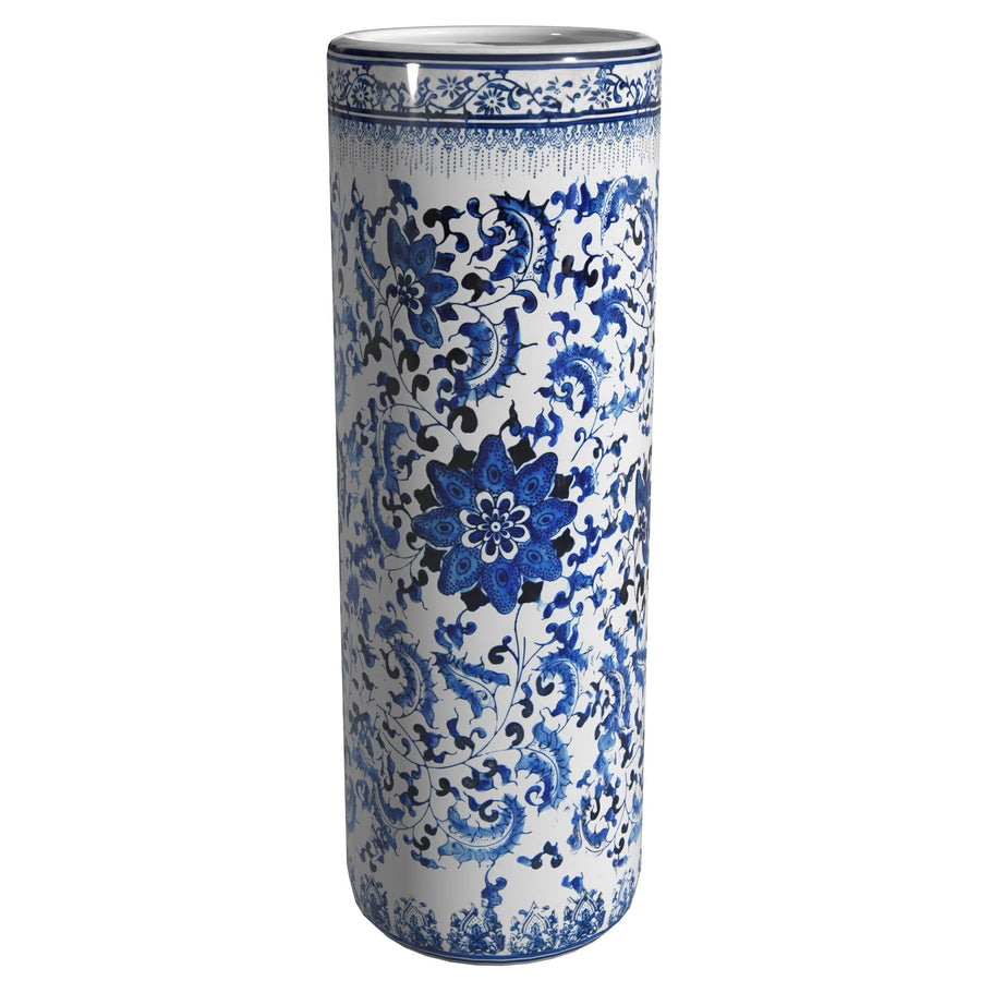 24 Floral Blue & White Porcelain Umbrella Stand, 2 foot