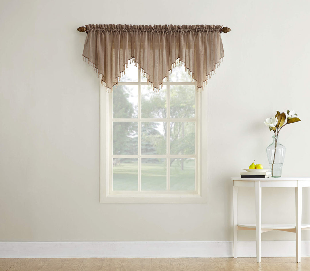Erica Crushed Voile Ascot Beaded Sheer Rod Pocket Curtain Valance