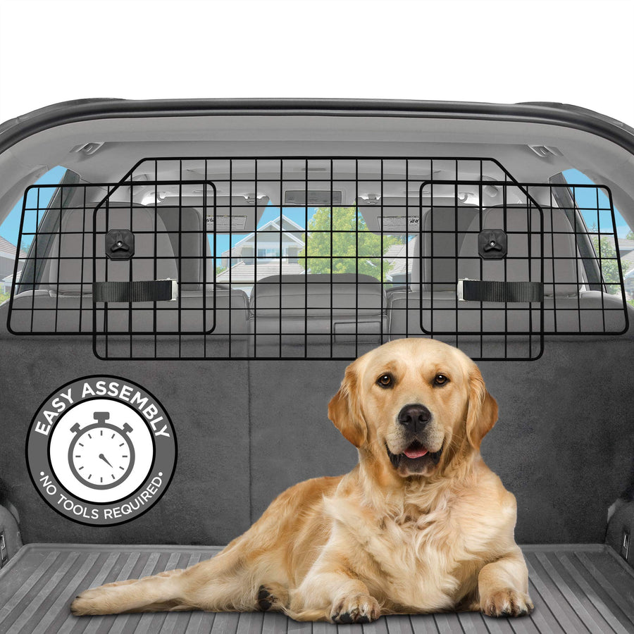 Dog Car Barrier for SUV's, Cars, Vehicles, & Trucks, Adjustable Large Pet Divider, Heavy-Duty Wire Mesh- Universal Fit