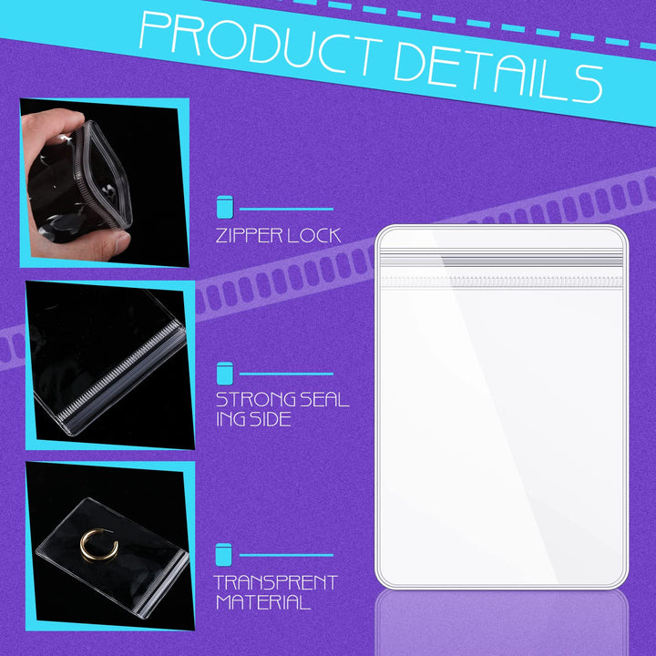 180 Pcs Clear PVC Jewelry Bags Plastic Anti Tarnish Jewelry Storage Bags Thick Zipper Bags Transparent Resealable Poly and Plastic Packaging Bags for Travel Storage Earrings, 6 Sizes