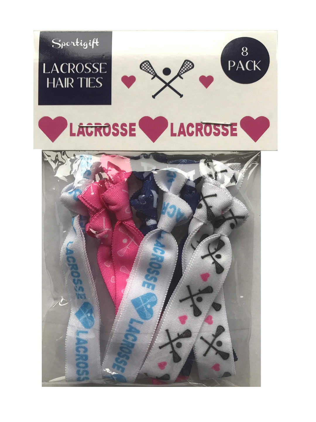 8 Piece Lacrosse Hair Elastic Set - Girls Lacrosse Hair Accessories - No Crease Lacrosse Hair Elastics Set - Lacrosse Set - Lacrosse Accessories for Players, Women, Girls, Coaches, Teams, Leagues - MA