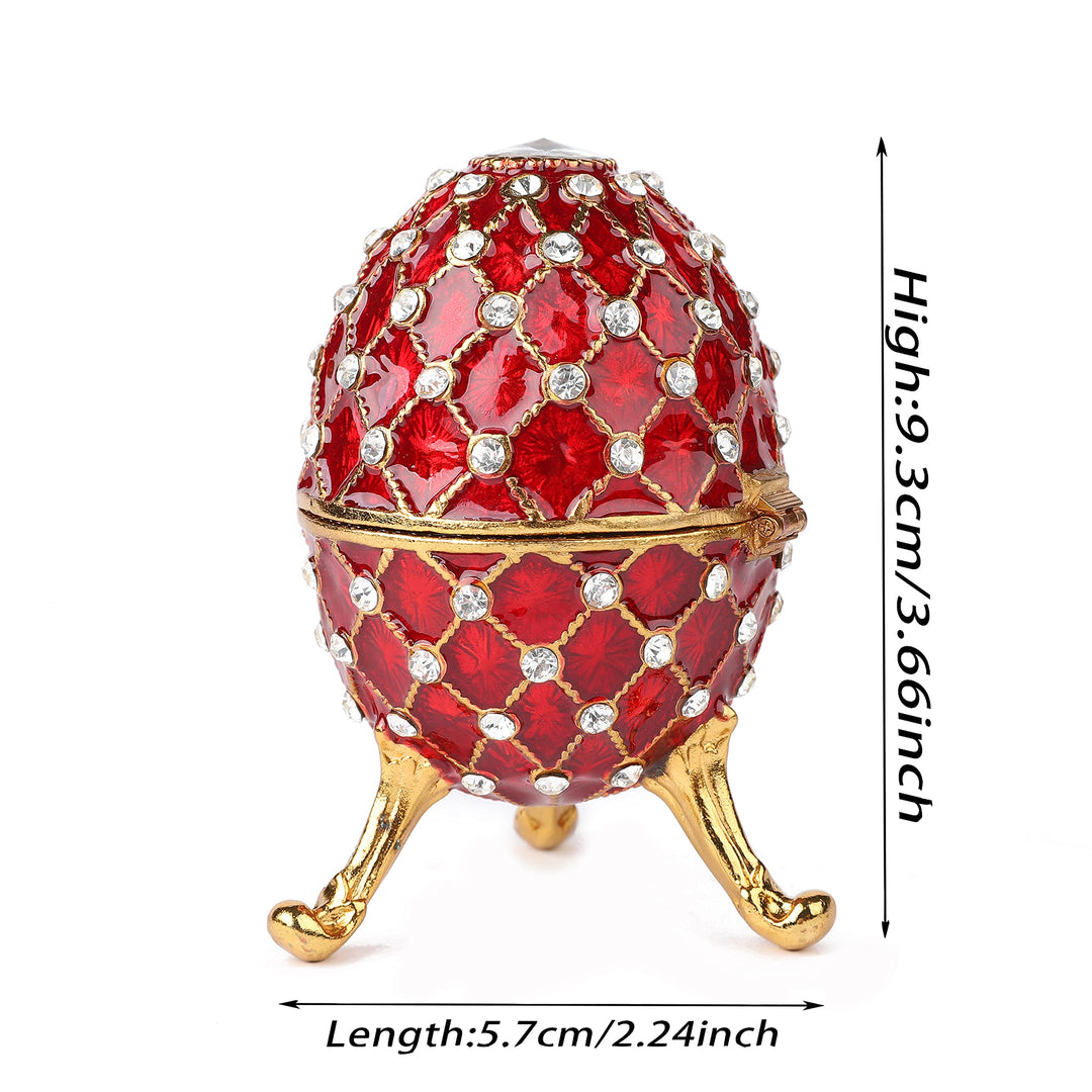 Vintage Red Imperial Easter Egg Style Collectible with Mini Royal Carriage, Unique Gift for Easter Collection