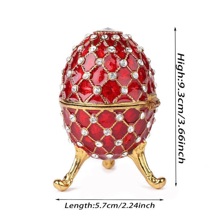 Vintage Red Imperial Easter Egg Style Collectible with Mini Royal Carriage, Unique Gift for Easter Collection