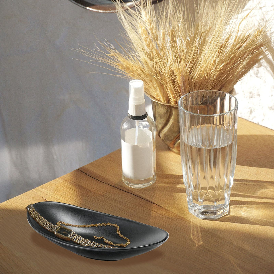 Black ring jewellery tray organiser tray, dresser decor key flat jewellery bowl decorative oval dish