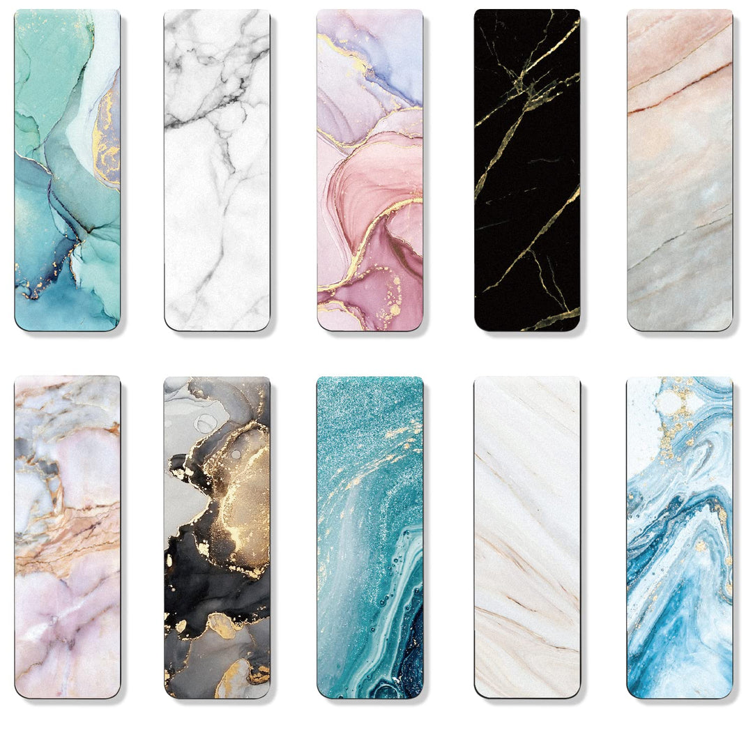 Magnetic Bookmarks for Women Men Magnet Page Markers Assorted Book Markers for Book Lovers Students Teachers Adults Kids for School Home Office Reading Stationery,10 Marble Designs