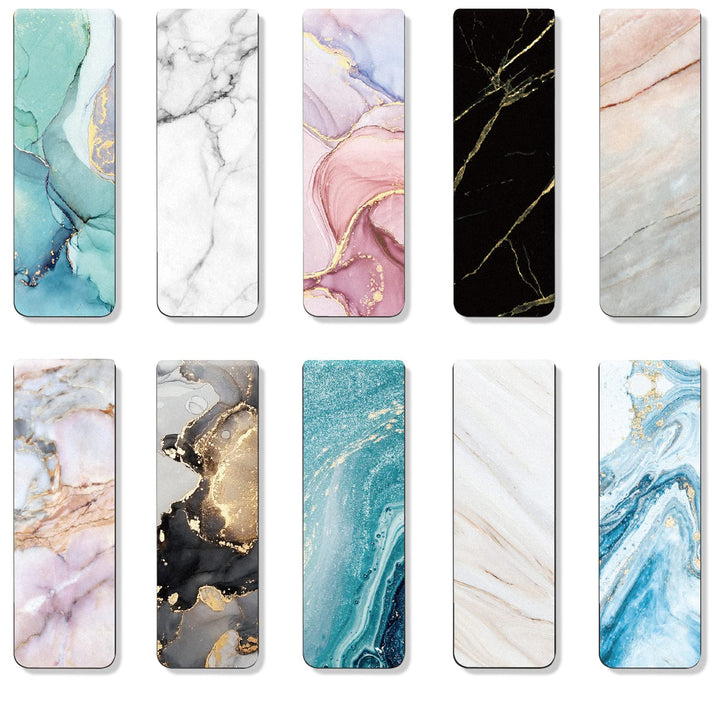 Magnetic Bookmarks for Women Men Magnet Page Markers Assorted Book Markers for Book Lovers Students Teachers Adults Kids for School Home Office Reading Stationery,10 Marble Designs