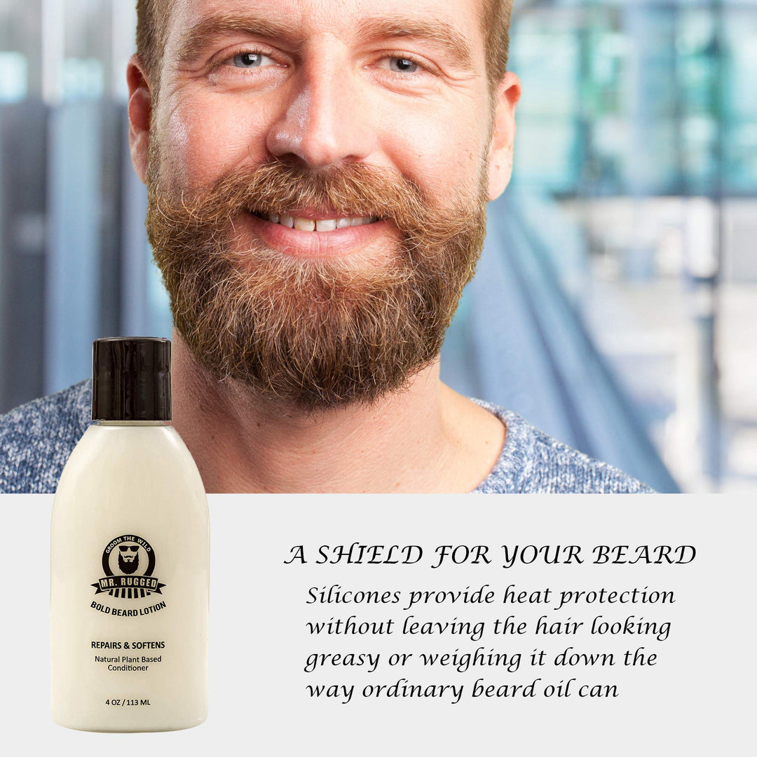 Mr. Rugged Bold Beard Lotion Conditioner - Repair, Soften &amp; Protect Facial Hair with This Luxurious Beard Conditioner - Supports Healthy Beard Growth - Paraben &amp; Sodium Chloride Free - Works Better Than Beard Oils or Beard Balms - Satisfaction Guaran