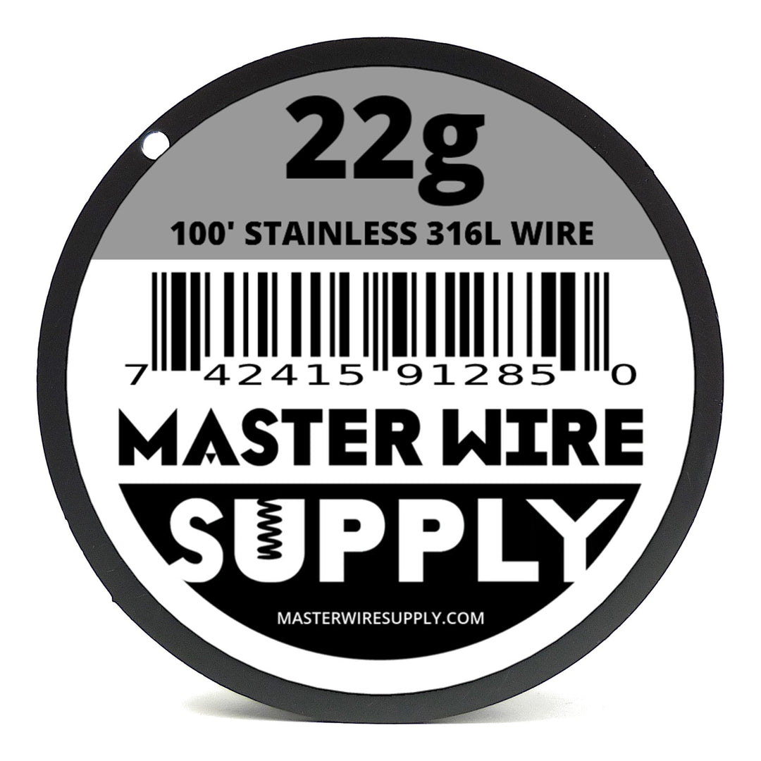 Stainless Steel 316L - 100&#39; - 22 Gauge Wire - 100ft - 0.65mm - 0.025in - Made in USA -