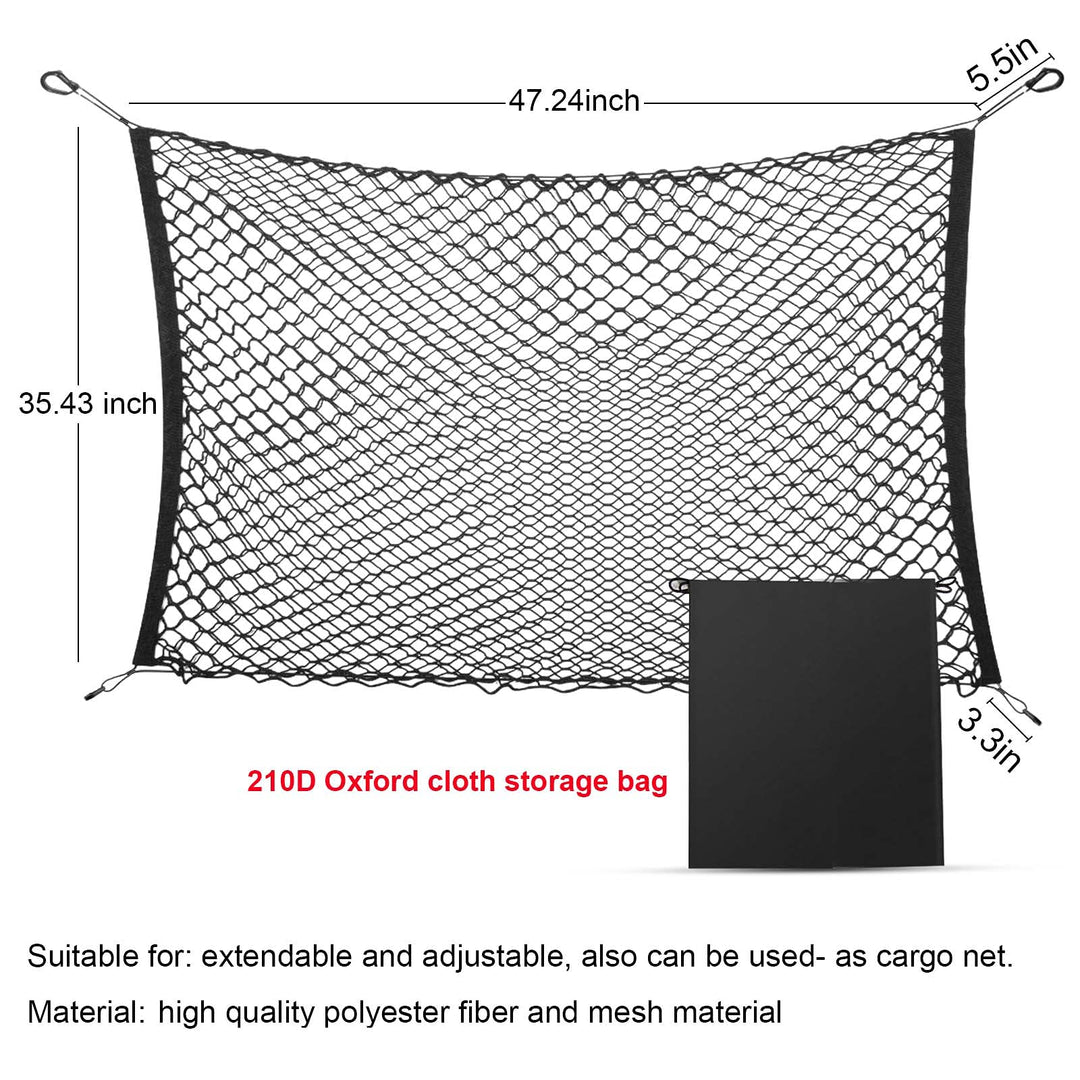 Upgrade Dual Layer Dog Barrier for Car Pet Dog Cat Net, Auto Safety Mesh Organizer Storage Bag, Adjustable Practical Cat Dog Fence Vehicle Barrier Gate for SUV Vans Trucks Large 47.24x35.43 Inch