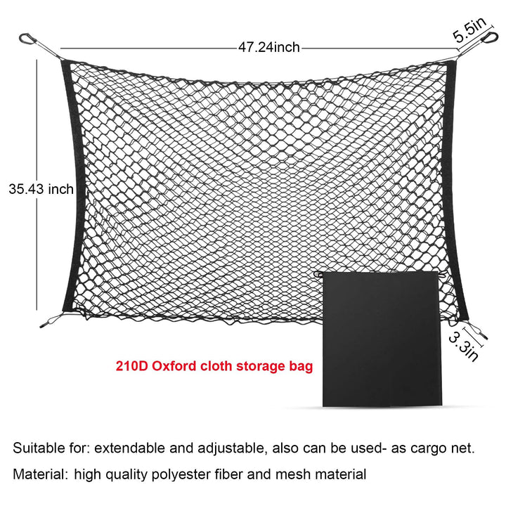 Upgrade Dual Layer Dog Barrier for Car Pet Dog Cat Net, Auto Safety Mesh Organizer Storage Bag, Adjustable Practical Cat Dog Fence Vehicle Barrier Gate for SUV Vans Trucks Large 47.24x35.43 Inch