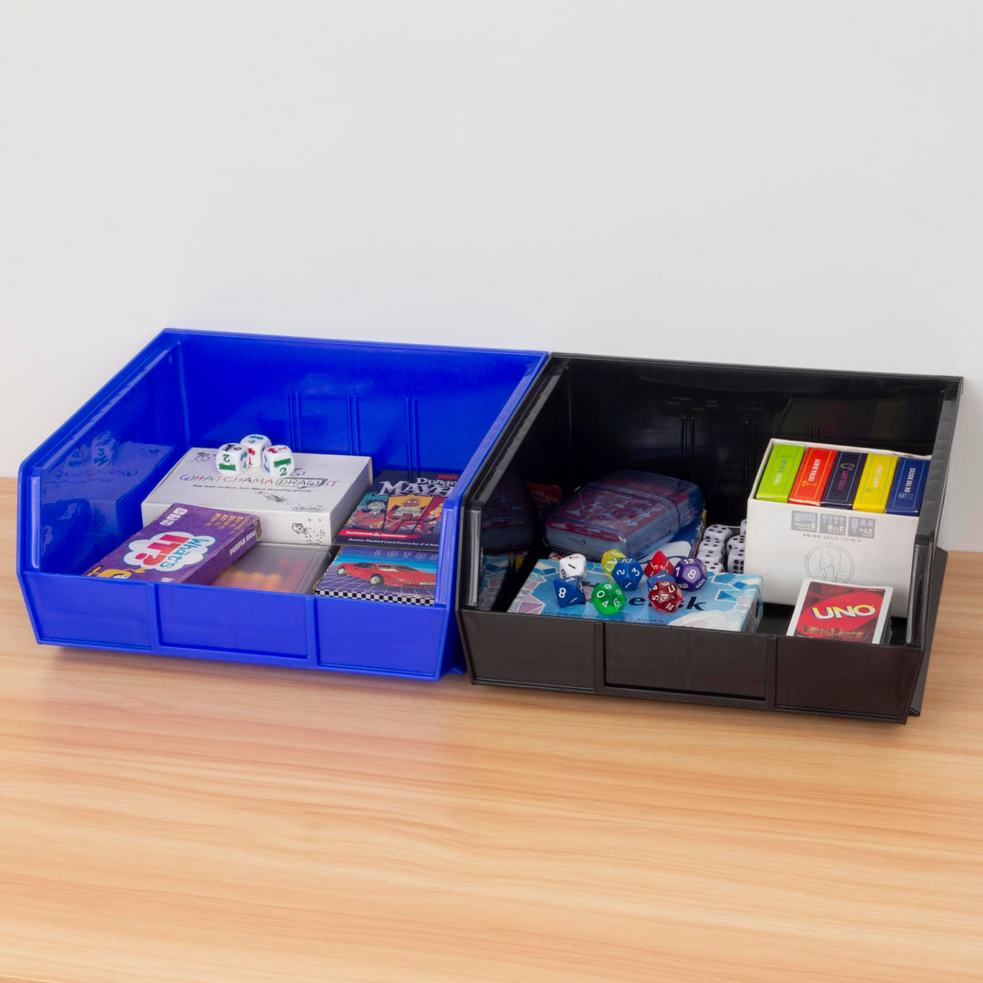30235 AkroBins Plastic Storage Bins, Space-Saving Stackable Bins, Garage Organization Bins, Pantry Organization, Craft Storage, 11-Inch x 11-Inch x 5-Inch, Blue, 6-Pack