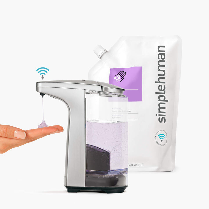 simplehuman 8 oz. Touch-Free Sensor Liquid Soap Pump Dispenser with Soap Sample, White