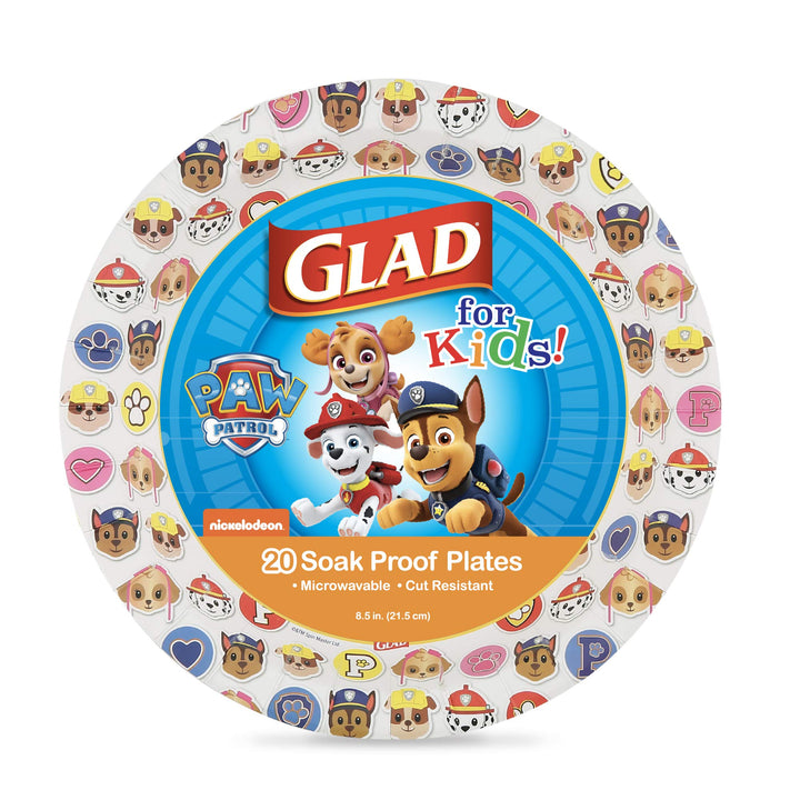 Glad for Kids Paw Patrol Emoji Paper Plates, 20 Count, 