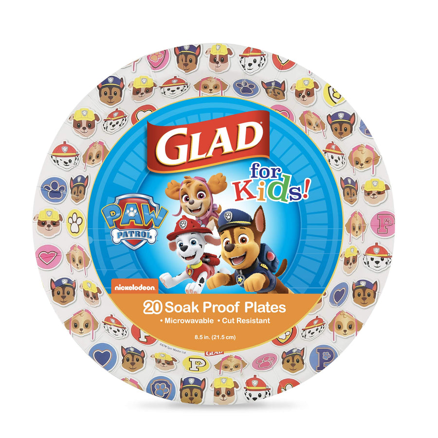 Glad for Kids Paw Patrol Emoji Paper Plates, 20 Count, 
