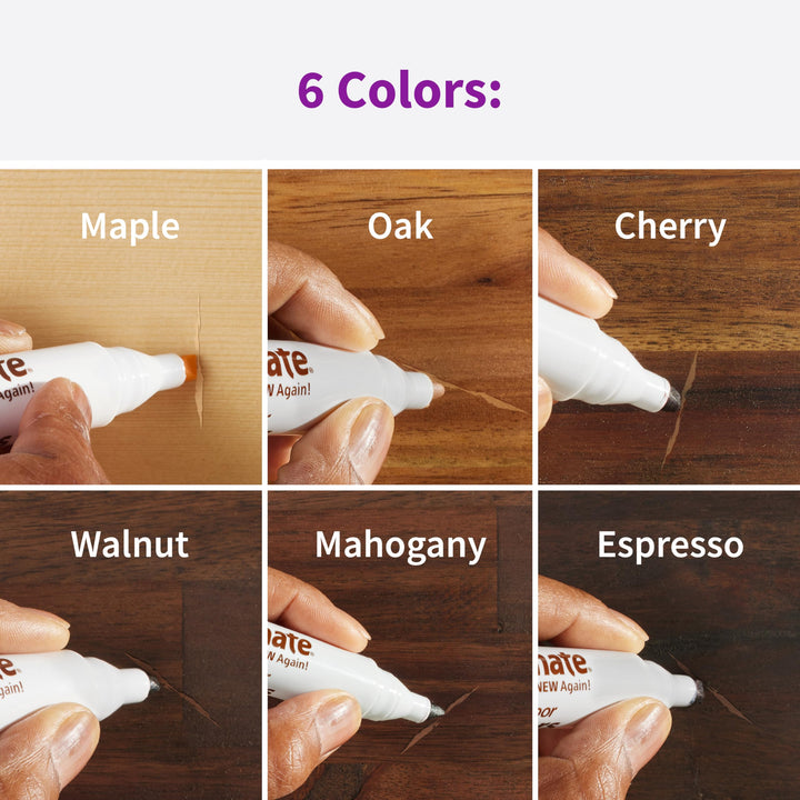 Rejuvenate Wood Furniture & Floor Repair Markers, Touch-Up Markers Fills In Scratches, Maple Oak Cherry Walnut Mahogany Espresso