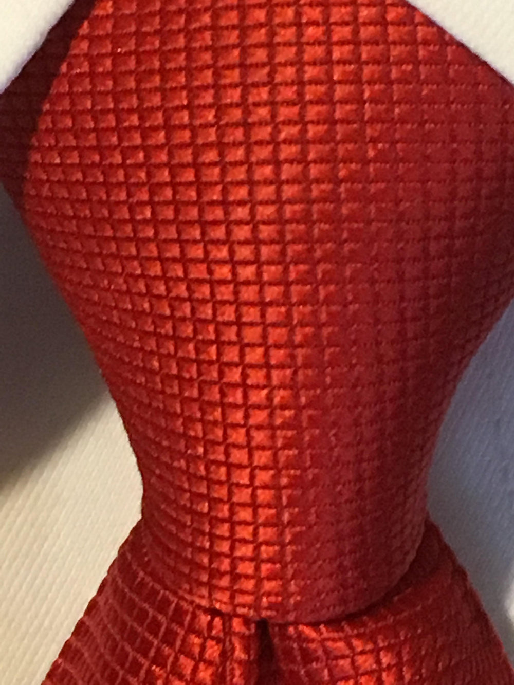 Executive Wardrobe Accessory , 100% Solid Crimson Red Silk Jacquard Woven 3.4 Classic Handmade Men's Necktie Tie