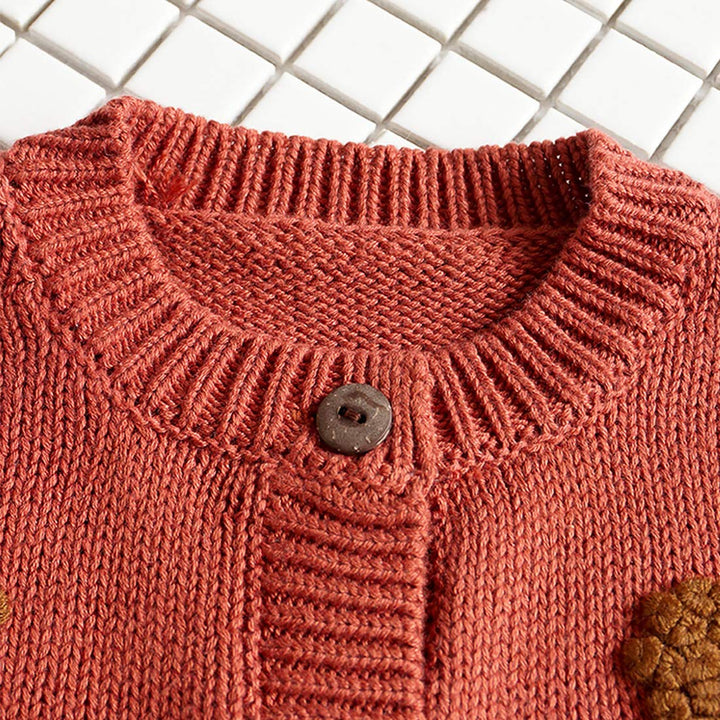 Baby Cardigan Hand Knitted Cardigan with Hand Embroidery Sweater Long Sleeve Baby Girl Coat for Winter and Autumn 3-4 Years