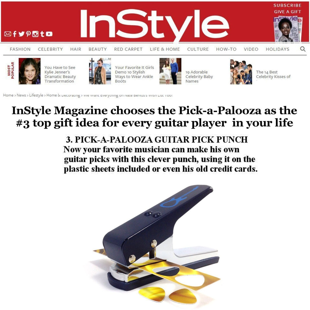 Pick-a-Palooza DIY Guitar Pick Punch Mega Gift Pack - the Premium Guitar Pick Maker - Includes Leather Key Chain Pick Holder, 15 Pick Strips and a Pick File - Blue