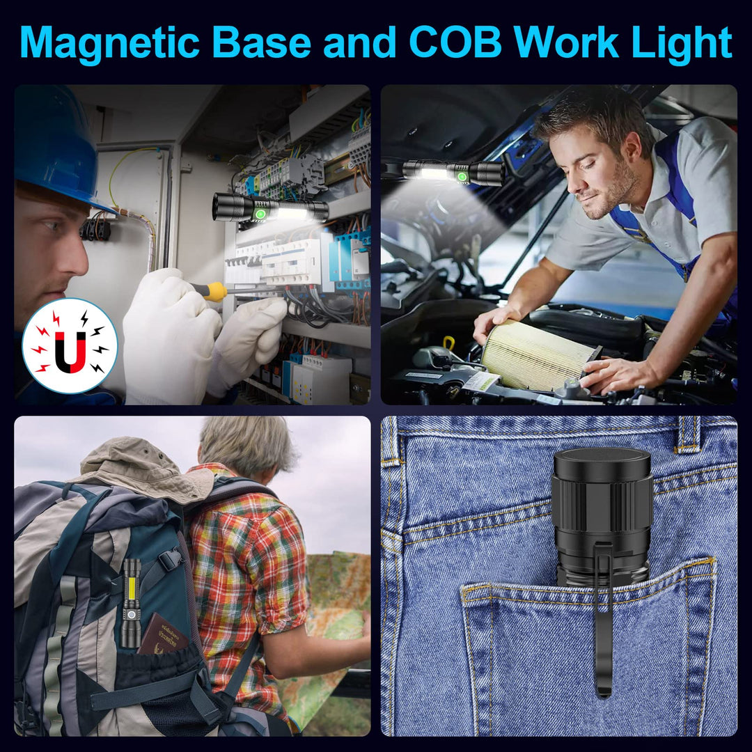 UV Flashlight Rechargeable,3 in1 Super Bright Tactical Flashlight LED UV Black Light&amp;Redlight,1200Lumen 7Modes, Zoomable, Waterproof for Pet Clothing Detection/Emergency/Camping,2 Pack