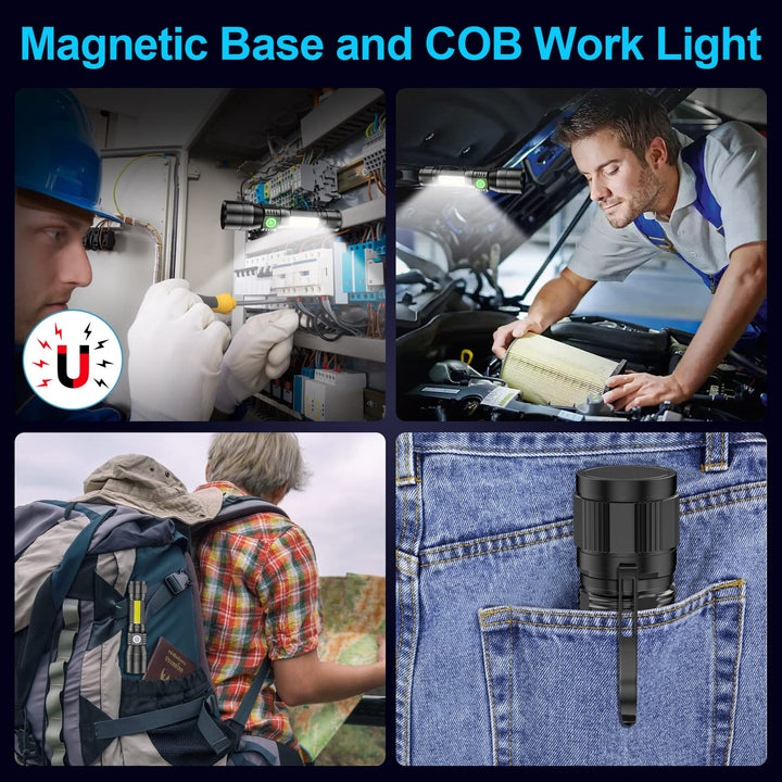 UV Flashlight Rechargeable,3 in1 Super Bright Tactical Flashlight LED UV Black Light&amp;Redlight,1200Lumen 7Modes, Zoomable, Waterproof for Pet Clothing Detection/Emergency/Camping,2 Pack