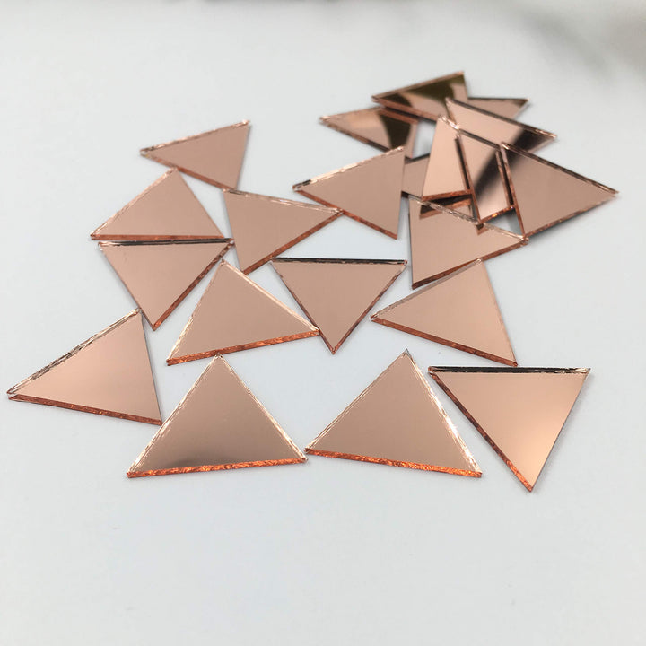 1 Triangular Shape Mirror Mosaic Tiles Rose Gold Colored Craft Mirrors Bulk 100 Pieces
