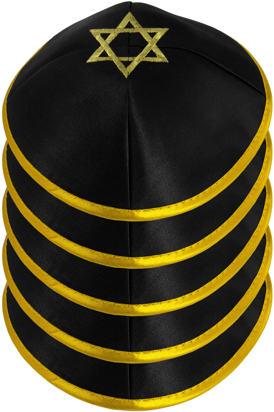 Pack of 5-Pcs Hq 20cm Satin Kippah with Silver/Gold String+Star of David for Men & Boys, Yamaka Hat from Israel, Kippot Bulk (Blue Silver)