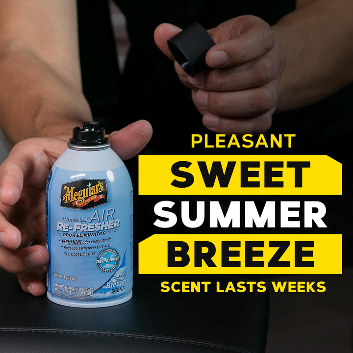 Meguiar&#39;s Whole Car Air Refresher, Odor Eliminator Spray Eliminates Strong Vehicle Odors, Summer Breeze - 2 Oz Spray Bottle