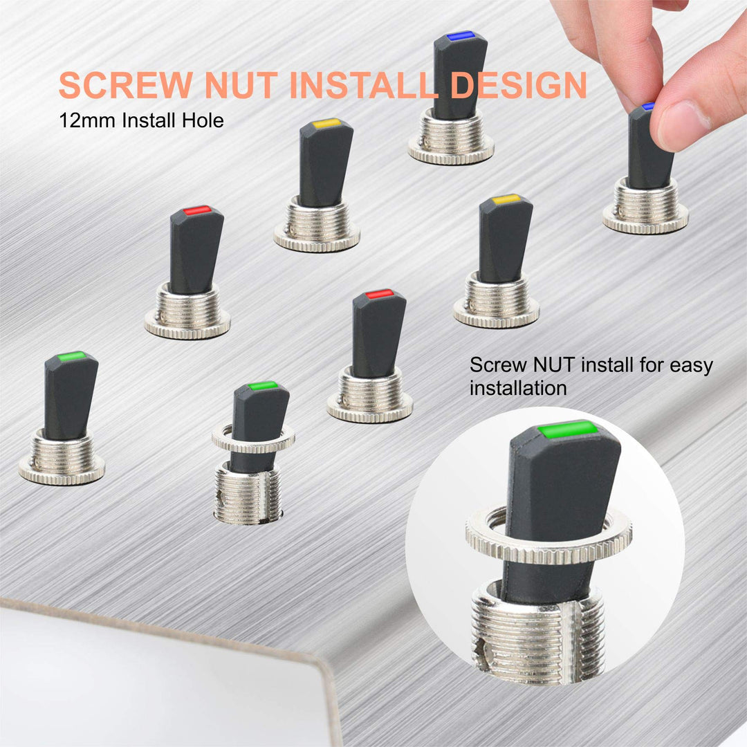 30A Heavy Duty Toggle Rocker Switch ON Off 12V DC with LED Light Car Truck Auto Refit 12mm 0.5 Inch Mounting Hole (White)