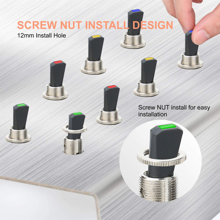 30A Heavy Duty Toggle Rocker Switch ON Off 12V DC with LED Light Car Truck Auto Refit 12mm 0.5 Inch Mounting Hole (White)