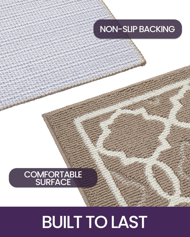 Door Mat, 32x20 Non-Slip Low-Profile Entrance Mats, Absorbent Washable Front Doormats for Back Door, High Traffic Areas, Brown