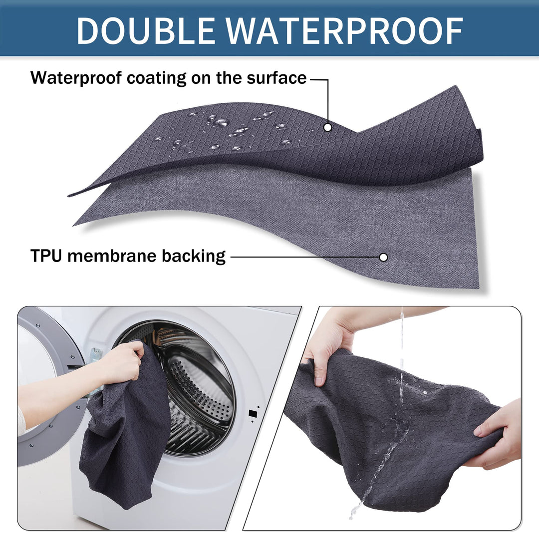 Waterproof Seat Covers for Dining Room Chairs, 6 Pack Stretch Jacquard Kitchen Dining Chair Seat Cover Protectors with Hooks, Dark Grey