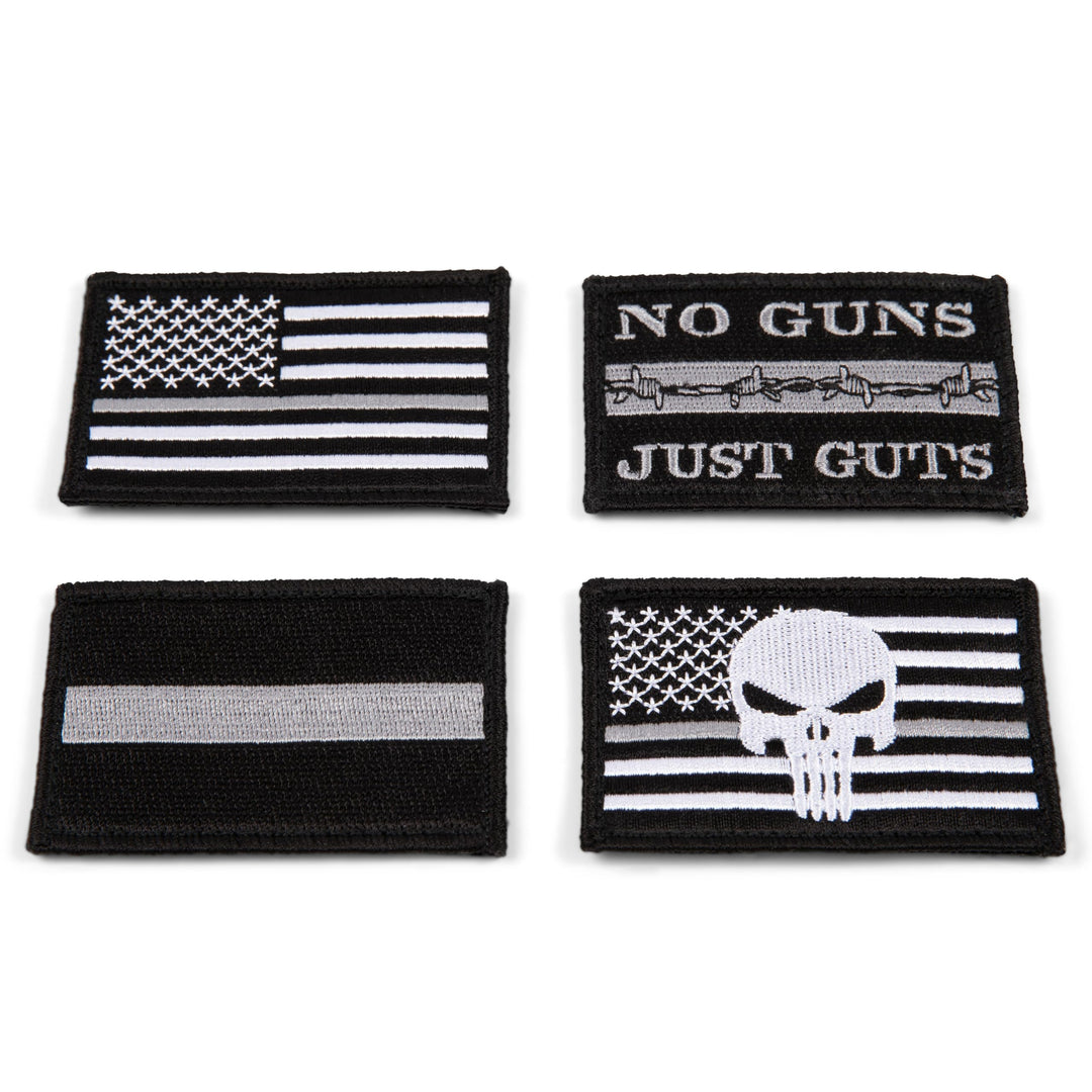 Thin Grey-Gray Line American Flag Patch 4-Pack, Correctional Officer, 2x3 inch, Hook and Loop Fastener/Backing, Tactical Accessory for Clothing-Jackets-Hats-Backpacks
