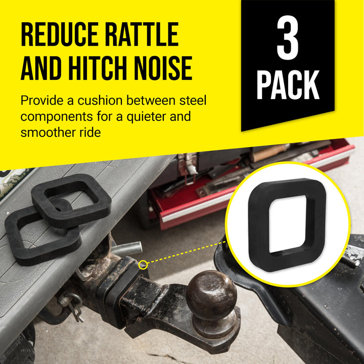 3 Pack Silencer Pads for 2 Inch Ball Mounts - Reduce Rattle and Noise Between Receivers and Tow Hitches - Fits Any Trailer Hitch Receiver