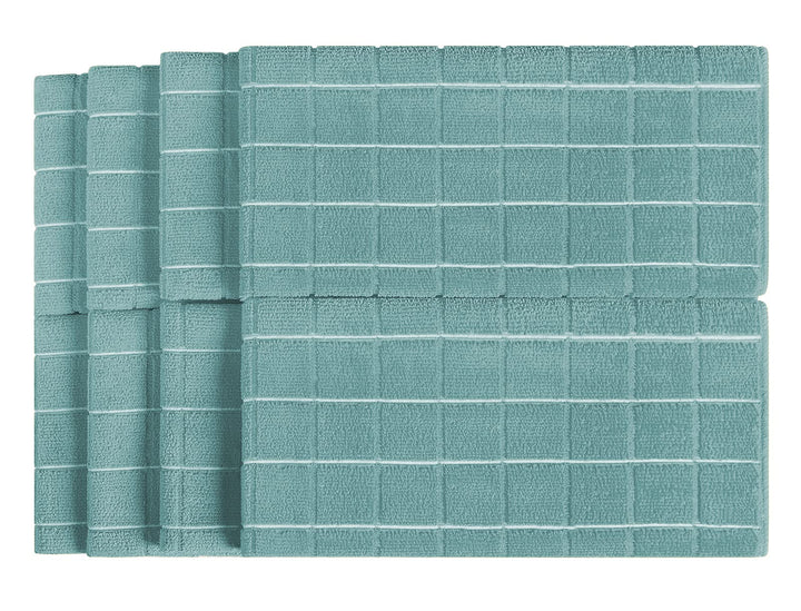Microfiber Dish Towels - Soft, Super Absorbent and Lint Free Kitchen Towels - 8 Pack (Lattice Designed Lake Blue Colors) - 26 x 18 Inch