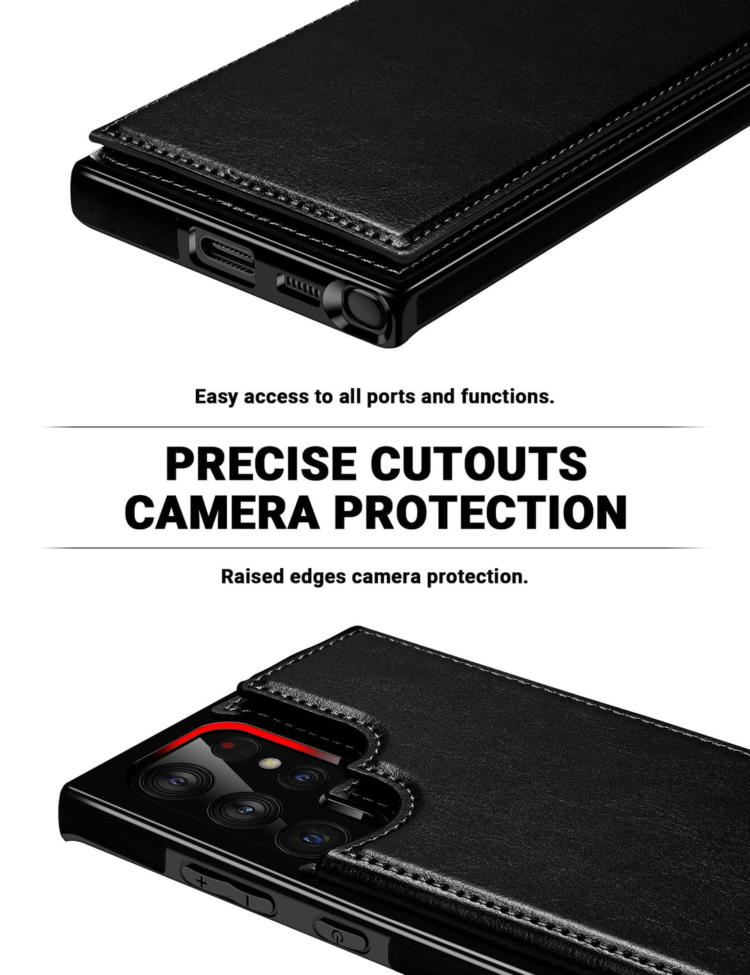 Galaxy S22 Ultra Case, for Samsung Galaxy S22 Ultra Wallet Case Men Women ID Credit Card Slot Holder Cover Cash Pocket Sleeve PU Leather Magnetic Closure Clasp S22 Ultra 5G Flip Cases Black