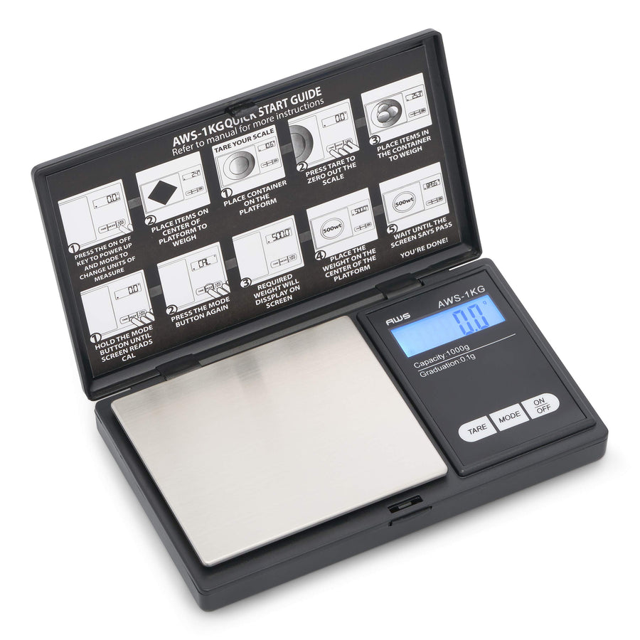 American Weigh Scales Series Digital Pocket Weight Scale 600g x 0.1g |Digital Gram Scale Small Scale Mini Food Scale Jewelry Scale Ounces/Grains Scale, Easy to Carry (Black, 1000g x 0.1g)