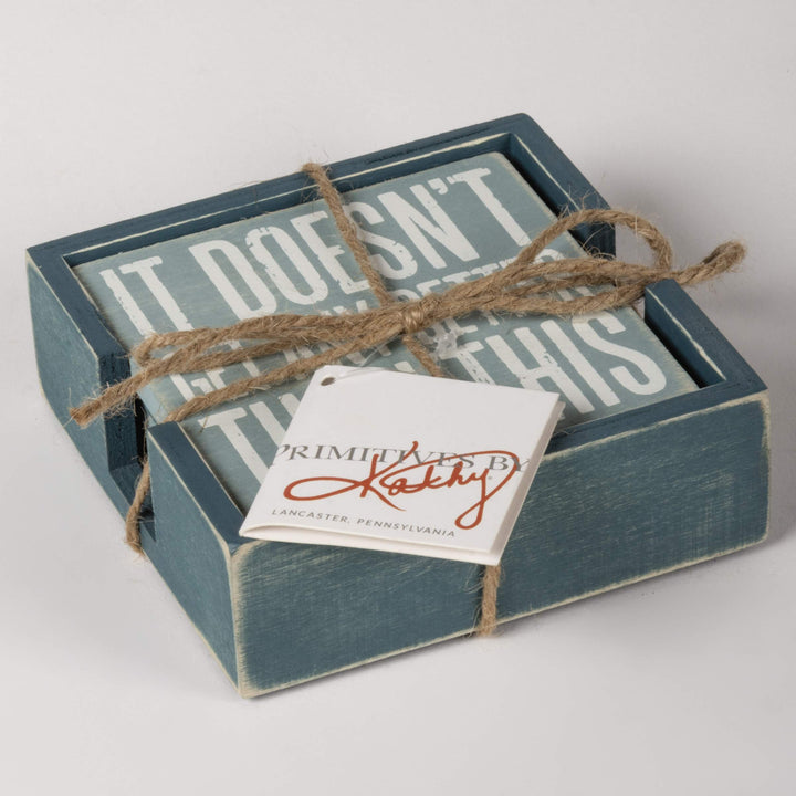 Primitives By Kathy Square Drink Coaster Set, 4, Beach