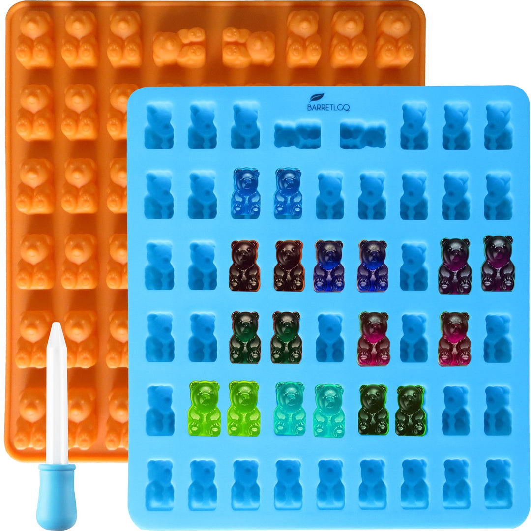 2 Pack 53 Cavity Silicone Gummy Bear Mold With a Dropper Making Gummy Candy Chocolate with Your Kids together