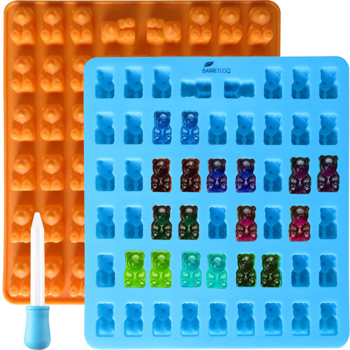 2 Pack 53 Cavity Silicone Gummy Bear Mold With a Dropper Making Gummy Candy Chocolate with Your Kids together