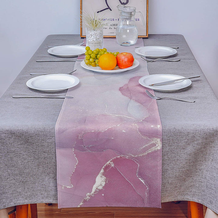 Marble Pink Table Runner-Cotton Linen-72 Inch Long Agate Gold Line Holiday Dresser Scarves,Abstract Modern Art Ombre Tablerunner for Kitchen Coffee/Dining Bedroom Home Living Room Dinner Scarf Décor