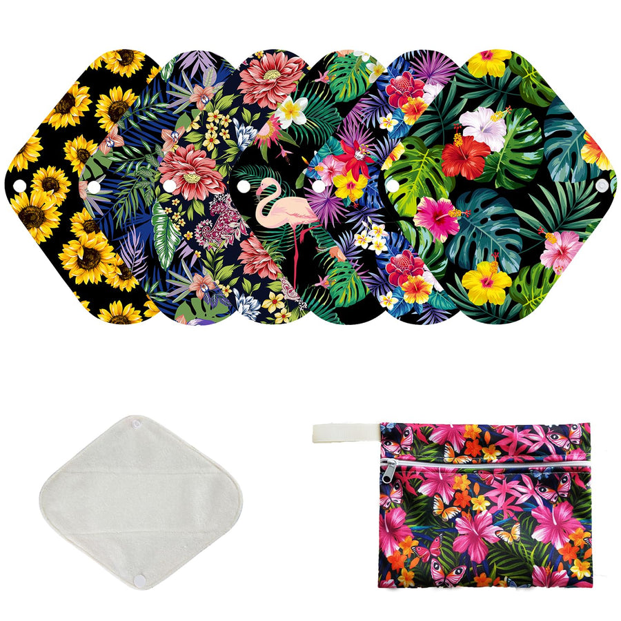7pcs Set Reusable Organic Bamboo Women Panty Linerd, In
