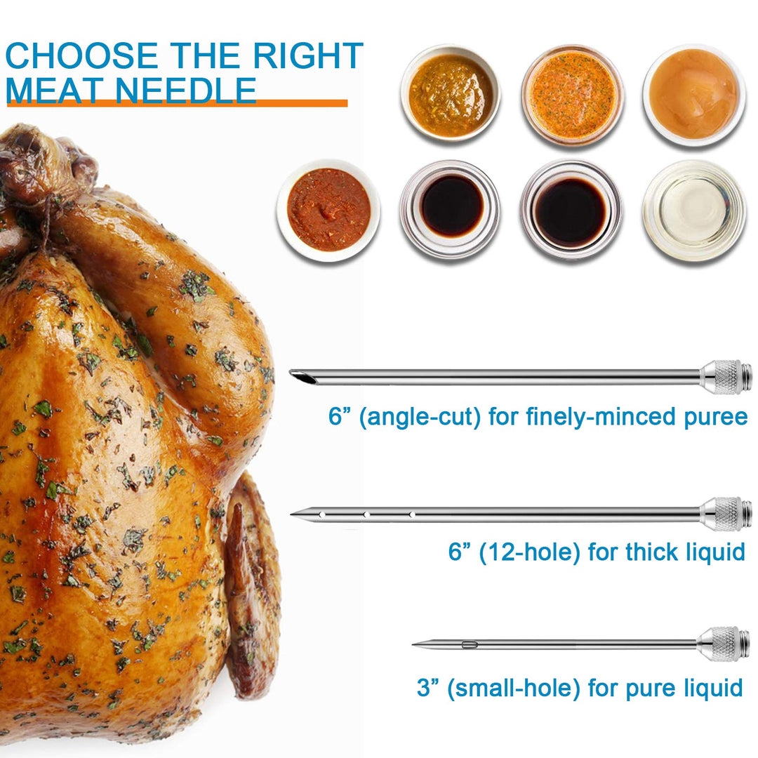 Marinade Injector Syringe and Brushes Set, Meat Injector Syringe with 3 Professional Marinade Injector Needles, Creates Tender Meat &amp; Poultry Flavors, for BBQ Grill Smoker &amp; Turkey &amp; Brisket