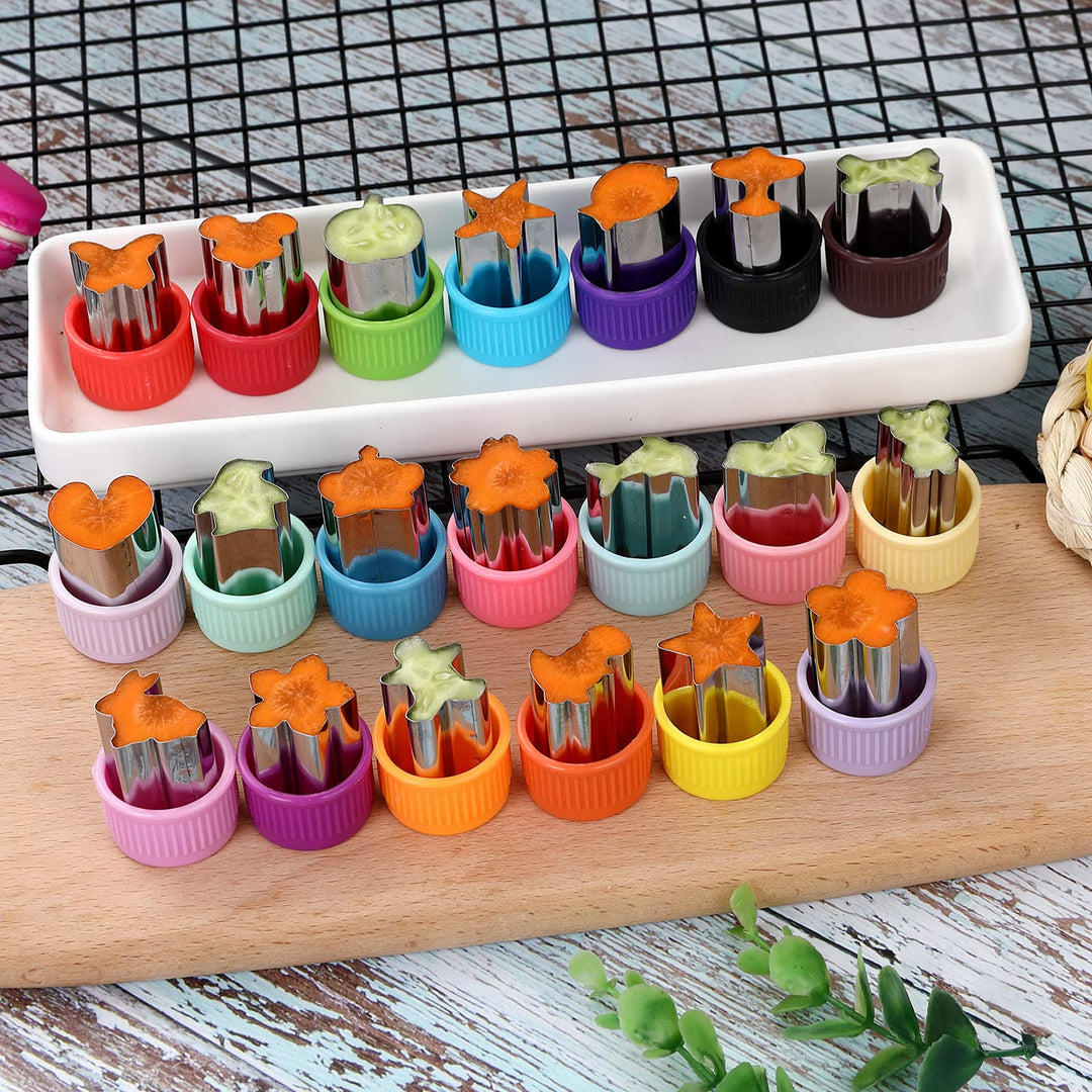 Vegetable Cutter Shape Set, Mini Cookie Cutters,Biscuit Cutter to Decorate Food, Children&#39;s Baking and Food Supplement tool Accessories Kitchen Crafts, (20PCS+20Fork)