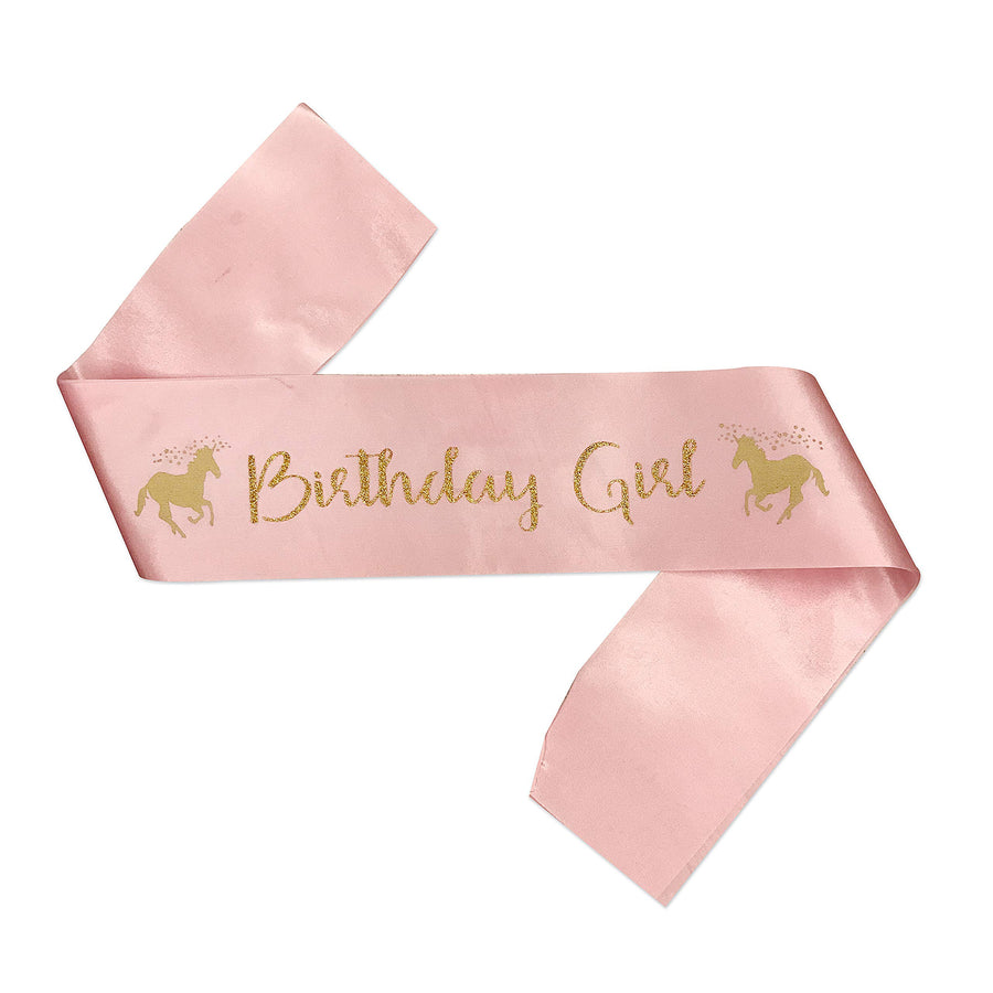 Unicorn Birthday Girl Pink Satin Sash for Girls - Unicorn Party Supplies Birthday Sash - Happy Birthday Unicorn Party Supplies, Favors and Decorations