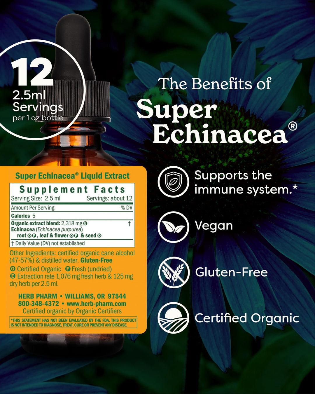 Herb Pharm Certified Organic Super Echinacea Liquid Ext