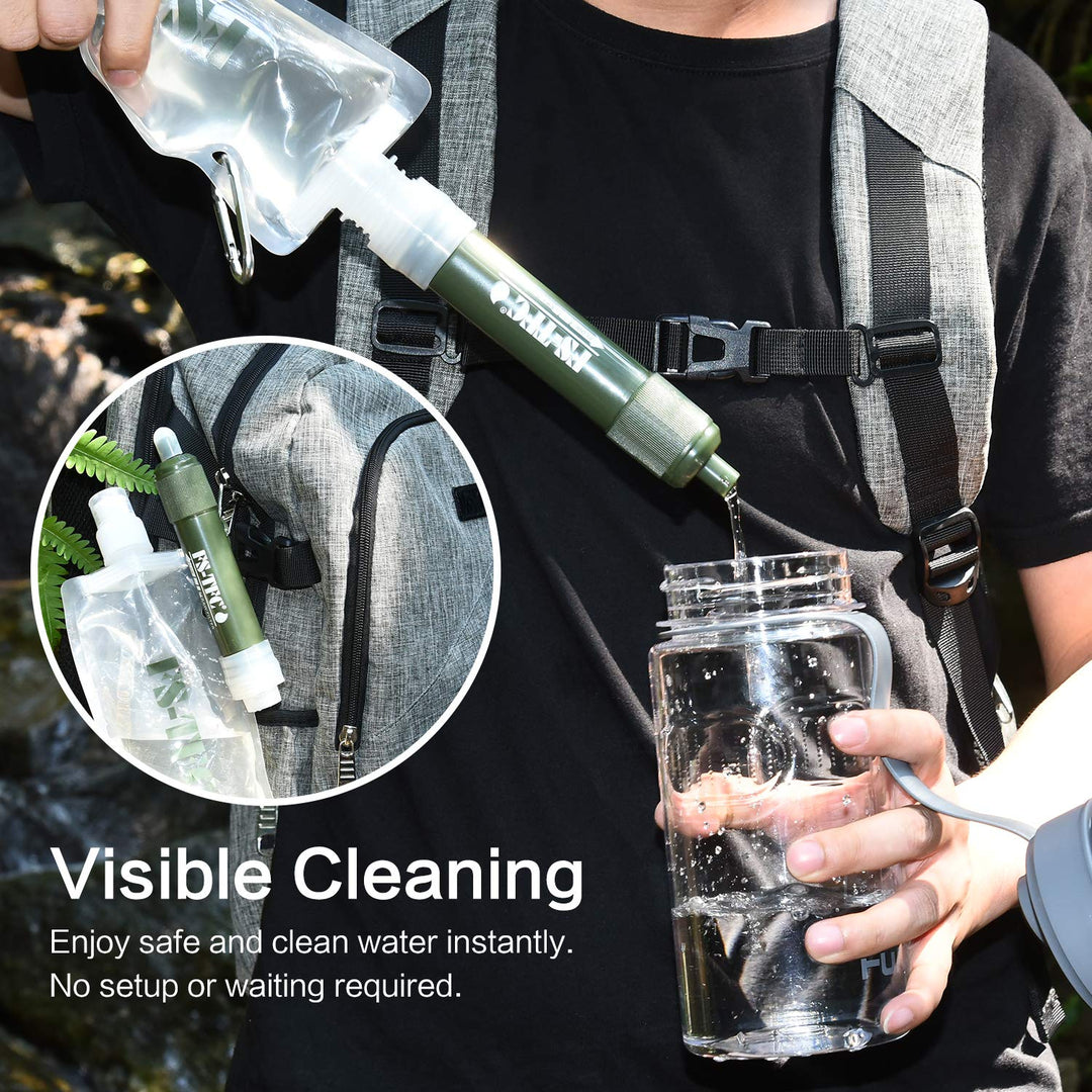 Personal Water Filter Straw Mini Water Purifier Survival Gear for Hiking, Camping, Travel and Emergency Preparedness