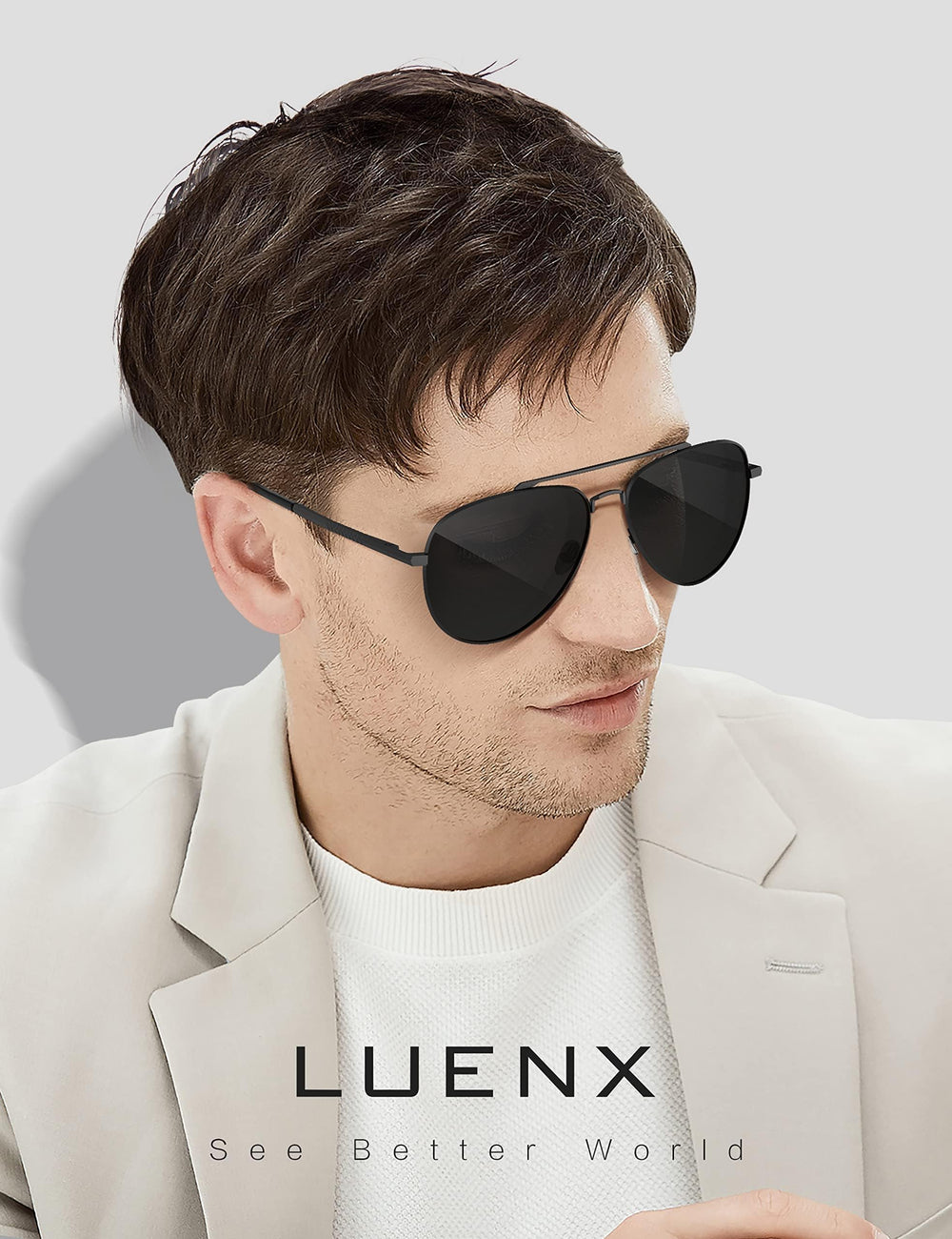 Aviator Sunglasses for Men Womens Polarized Driving Shades Black Lens Black Metal Frame Classic Style 60mm